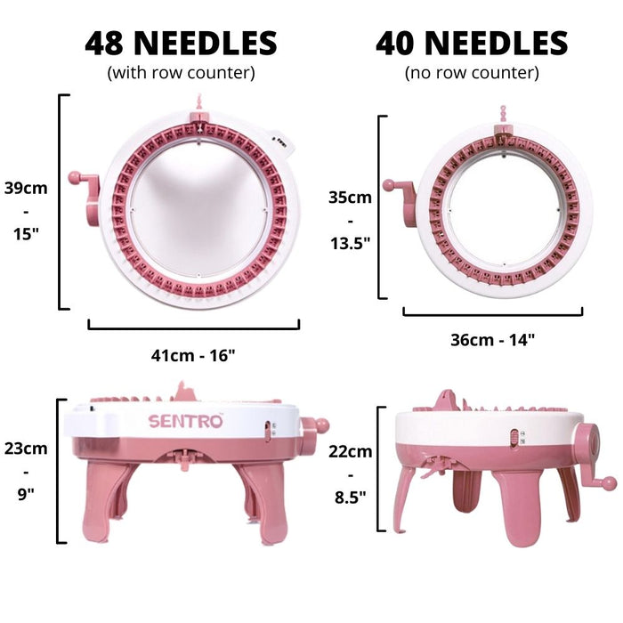 Whats the Difference Between sentro knitting machine 40 and 48?